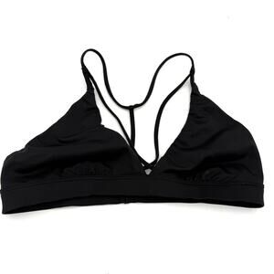 Victoria's Secret Sport Black Strappy Plunge Halter Sports Bra Size Small